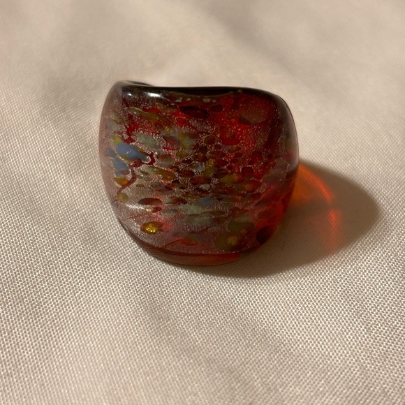 Murano Ring Vintage dome Design Red With Gold Foil Size 7 Costume - Picture 6 of 6